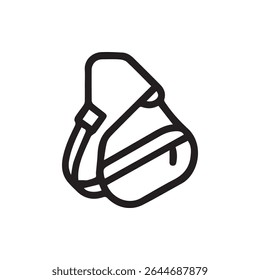 A clean line art illustration of a sling bag perfect for designs related to fashion accessories or minimalist graphic designs for print or digital media.