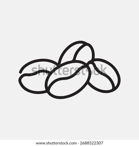 Clean Line Art Roasted Coffee Beans Vector Icon