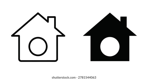 Clean line art and solid silhouette icons representing home. Ideal for real estate websites, UI design, or conceptual marketing.