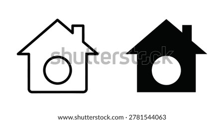 Clean line art and solid silhouette icons representing home. Ideal for real estate websites, UI design, or conceptual marketing.