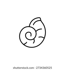 Ícone espiral da concha da arte da linha limpa para gráficos digitais e temas aquáticos