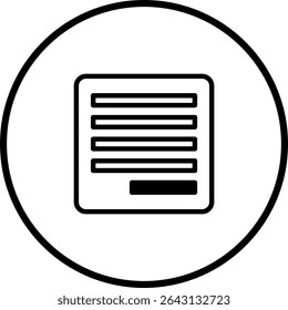 Clean line art of a text document icon within a circle frame design