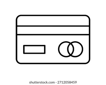 Vector de arte lineal limpio de una tarjeta de crédito, que representa transacciones financieras seguras, pagos digitales y soluciones modernas de comercio electrónico para varias plataformas.
