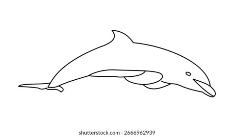 Clean line art vector of dolphin swimming in minimalist design style