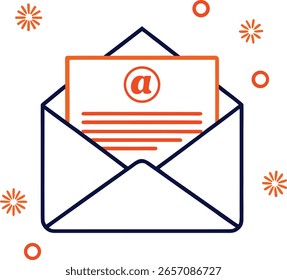 Ilustración vectorial de arte de línea limpia de un icono de boletín de correo electrónico aislado en fondo transparente