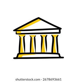 Clean line art vector illustration of a bank building symbol EPS format ideal for finance and business graphics.