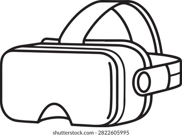 Clean line art of a VR headset with head straps, ready for use in presentations or tech projects