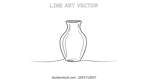 Un dibujo de línea limpia de un jarrón clásico. Esta forma sencilla y elegante es perfecta para añadir un toque de arte decorativo a varios proyectos. Fácil de usar y versátil.