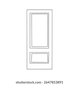 A clean line drawing of a double-panel exterior door.