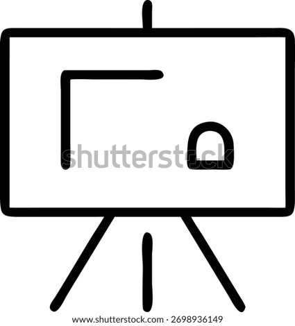 A clean line drawing of a presentation board icon, representing visual aids, training tools, and communication mediums. Ideal for educational and business contexts.