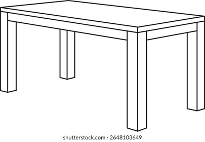 Clean line drawing of a rectangular dining table with straight legs. Perfect for modern furniture design, architectural plans, or interior sketches.