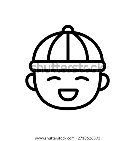 Clean line icon of a Chinese boy wearing a traditional Chinese hat. Ideal for Lunar New Year graphics, cultural themes, festive illustrations, and holiday decorations.