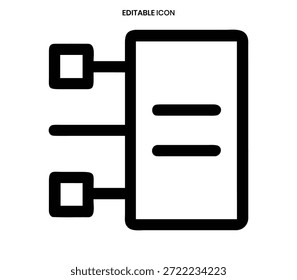 Clean line icon of a flowchart, showing connected shapes representing a process or workflow.