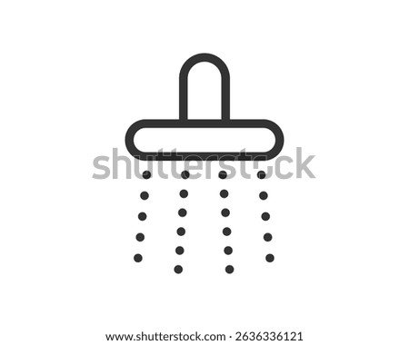 Clean line icon of a shower head with water droplets. Symbol of hygiene, relaxation, or cleansing. Ideal for app design, web elements, or representing selfcare concepts.