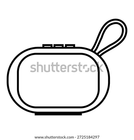Clean line icon of a virtual reality headset with strap, suitable for technology interfaces, gaming concepts, digital media, and immersive experience themes.