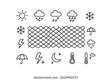 Clean Line Icons Representing Various Weather Conditions