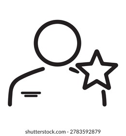A clean line vector icon of a prominent figure with a star symbolizing leadership, career success, and personal growth.
