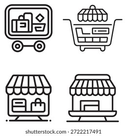 Iconos vectoriales de líneas limpias que ilustran recompensas de lealtad, incentivos de Clientes y beneficios de membresía.
