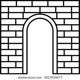 A clean, linear drawing of a brick archway, ideal for architectural designs, game development, or historical illustrations. The style is minimalist.