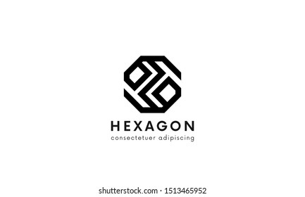 Clean linear hexagon logo geometric icon sign vector design.