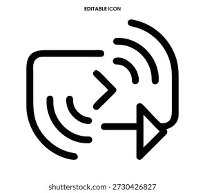 A clean, linear icon representing sending a message or communication outwards.