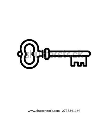 A clean, linear key illustration is presented in a distinctive black silhouette style.