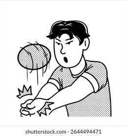 A clean lineart cartoon profession avatar in Minimalist Lineart Style, depicting a volleyball player with a ball,  Exercise and Wellness designs.
