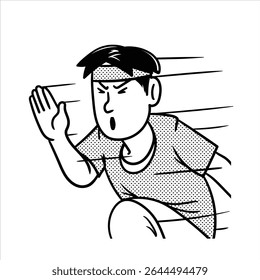 A clean lineart cartoon profession avatar in Minimalist Lineart Style, showcasing a running figure, great for cardio and wellness visuals.
