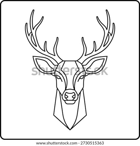 A clean line-art icon of a Deer head in side view editable stroke