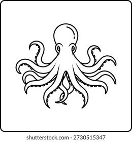 A clean line-art icon of a Octopus head in side view editable stroke