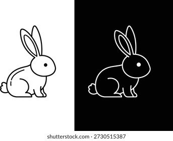 A clean line-art icon set of a Rabbit head in side view editable stroke