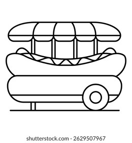 A clean lineart illustration of a hot dog cart