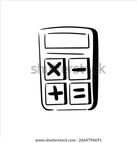 A clean lineart vector illustration in Minimalist Lineart Style, showcasing a calculator with buttons, ideal for accounting and finance art visuals.