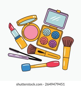 Clean lines, basic colors, and a fun hand-drawn style on a white background — ideal for beauty and cosmetic themes.