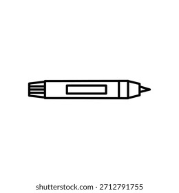 Limpie el icono de marcador de estilo de línea que representa las tareas de escritura, dibujo, resaltado y oficina. Perfecto para la educación, Conjuntos de papelería, herramientas creativas, gráficos de planificación, App y Sitios web.