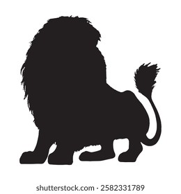 Clean Lion Silhouette Vector Illustration - Lion Silhouette - Lion Vector - Lion Illustration