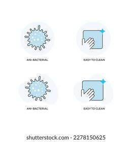 Iconos vivos limpios: Fácil de limpiar y antibacteriano. Vector editable trazo.