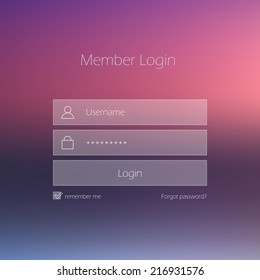 Clean login form design with blurred background