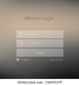 Clean login form design with blurred background