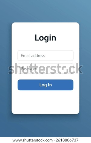 Clean login form with email, password input fields, and a prominent login button.