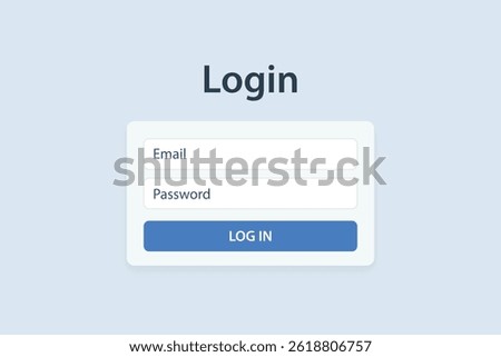 Clean login form with email, password input fields, and a prominent login button.