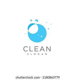 Logotipo limpio con vector de diseño de burbujas