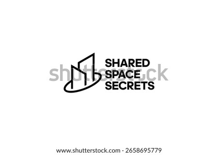 Clean logo concept features modern buildings with ring symbolizing connection or unity. This logo could be great for startups, modern businesses, coworking, or a design firm.