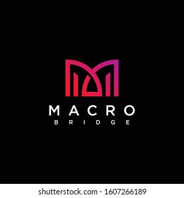 Clean logo design of letter M and building with black background - EPS10 - Vector.