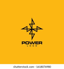 Clean Logo Design Of Lightening Bold Or Electric With Yellow Background - EPS10 - Vector.