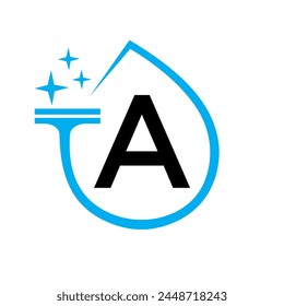 Clean Logo Design On Letter A With Water Symbol. Maid Sign