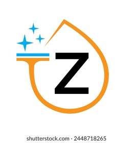 Diseño De Logo Limpio En La Letra Z Con Símbolo De Agua. Signo de doncella
