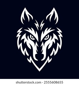 A clean logo design with a stylized wolf's head