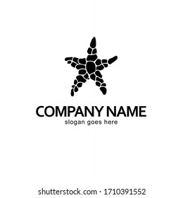Clean logo mark of abstract starfish made with coral and stone, suitable for aquamarine based businesses. 