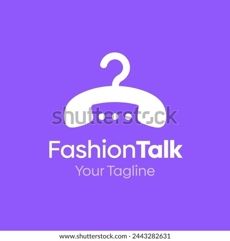 Clean logo template featuring a hanger merged with a headset telephone talk icon to express customer support, styling consultation, or community chat for fashion brands. Works for apparel stores, fashion podcasts, call centers, and stylist services. Minimal vector design built for scalable brand identity, app icon, website header, and promotional materials.